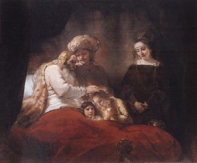 REMBRANDT Harmenszoon van Rijn Jacob Blessing the Sons of Joseph oil painting image